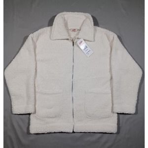 Smiths American Jacket Womens‎ M Cream Fleece Full Zip New